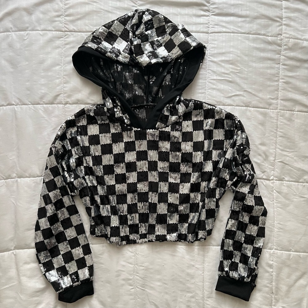 sequin checkered hoodie